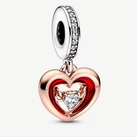 Pandora Two-tone Radiant Heart Dangle Charm - Picture 1 of 8